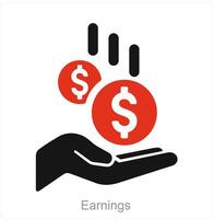 Earnings and income icon concept vector