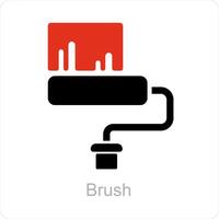 Brush and paint roller icon concept vector