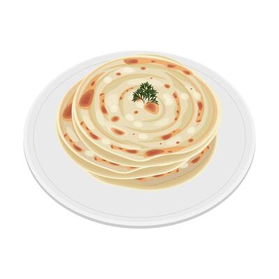 Pile of a Flatbread Parotta Paratha or Canai Vector illustration logo