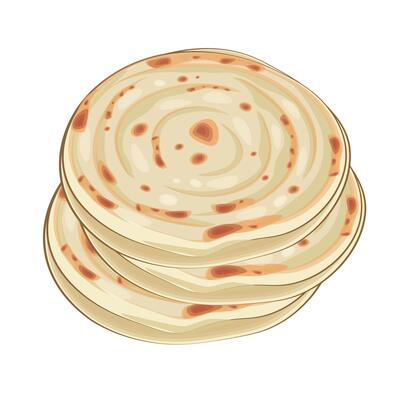 Simple cartoon Flatbread Parotta Paratha or Canai vector illustration logo