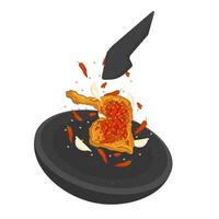 Smashed chicken or ayam geprek vector illustration logo
