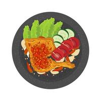 Top view Smashed chicken or ayam geprek vector illustration logo