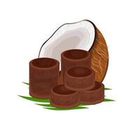 tradicional javanés azúcar gula jawa con Coco vector ilustración logo