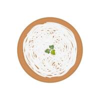 Top view white shirataki noodle vector illustration logo