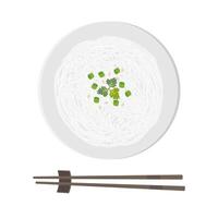 Vector illustration logo of white shirataki noodles or konjac noodles top view