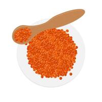 Top view salmon egg or red caviar Vector illustration logo