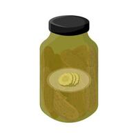 Vector illustration of fresh pickled cucumbers in a jar