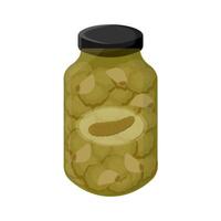 vector ilustración logo en escabeche Pepino rebanadas en un tarro