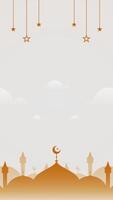 Serenity In Light Gold Blank Vertical Vector Background Of Simple Islamic Landscape With Hanging Star Decor