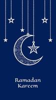 Simple Dark Blue Blank Vertical Vector Background With Islamic Art And Culture Theme Decoration