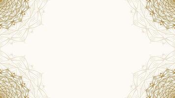 Luxurious White Golden Horizontal Vector Background Decorated with Intricate Mandala Ornaments