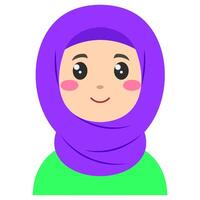 Cute sticker of woman in hijab, art illustration vector