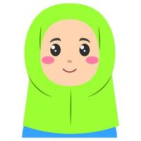 Cute sticker of woman in hijab, art illustration vector