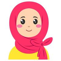 linda pegatina de mujer en hiyab, Arte ilustración vector