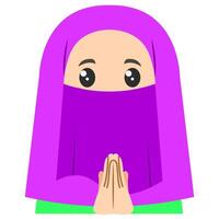 Cute sticker of woman in hijab, art illustration vector