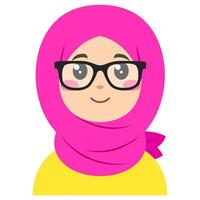 Cute sticker of woman in hijab, art illustration vector