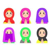 Cute sticker of woman in hijab, art illustration vector