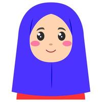 Cute sticker of woman in hijab, art illustration vector