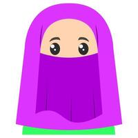 Cute sticker of woman in hijab, art illustration vector