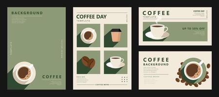 conjunto de bosquejo pancartas con café frijoles en mínimo antecedentes para invitaciones, tarjetas, bandera, póster, cubrir, café menú o otro modelo diseño. vector ilustración.