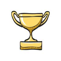 Baseball trophy icon in hand drawn color vector illustration