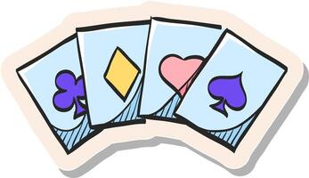 Hand drawn Playing cards icon in sticker style vector illustration