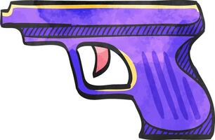 Arm gun icon in watercolor style. vector
