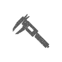 Dial caliper icon in grunge texture vector illustration