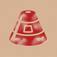 Space capsule halftone style icon with grunge background vector illustration