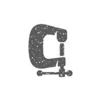 Clamp tool icon in grunge texture vector illustration