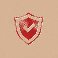 Shield halftone style icon with grunge background vector illustration