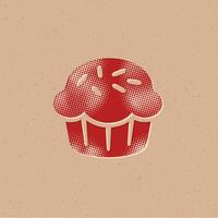 Cake halftone style icon with grunge background vector illustration