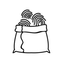 Fingerprint identity harvest icon. Hand drawn vector illustration. Editable line stroke.