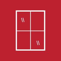 Window icon. Vector illustration. White on red background. EPS 10. Icon and symbol design elements for various design needs.