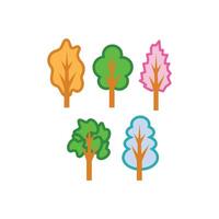 Set of trees. Vector illustration in flat style. Isolated on white background. Nature element design