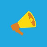 Megaphone flat icon. Loudspeaker vector illustration on blue background. Icon and symbol design elements for various design needs.