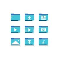 Set of media player icons in flat design style. Vector illustration. Folder design element. Collection of folder icon symbol