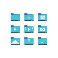 Set of media player icons in flat design style. Vector illustration. Folder design element. Collection of folder icon symbol