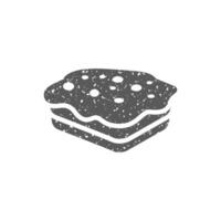 Cake icon in grunge texture vector illustration