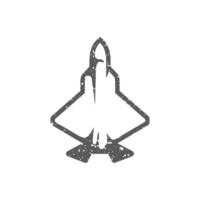 Fighter jet icon in grunge texture vector illustration