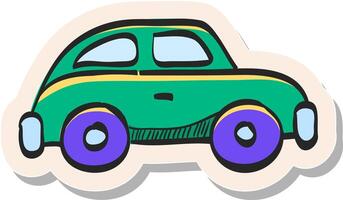 Hand drawn Green car icon in sticker style vector illustration