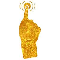Hand drawn touchpad finger gesture icon in gold foil texture vector illustration