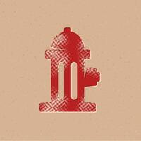 Hydrant halftone style icon with grunge background vector illustration