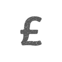 Pound sterling symbol icon in grunge texture vector illustration