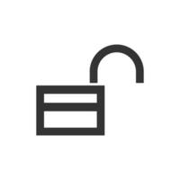 Padlock unlocked icon in thick outline style. Black and white monochrome vector illustration.