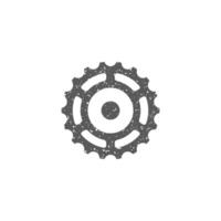 Sprocket icon in grunge texture vector illustration