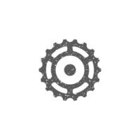 Sprocket icon in grunge texture vector illustration