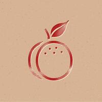 Peach halftone style icon with grunge background vector illustration