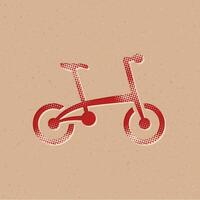 bicicleta trama de semitonos estilo icono con grunge antecedentes vector ilustración