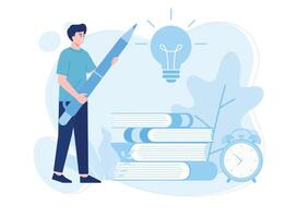 education and knowledge are the power to build creative ideas concept flat illustration vector